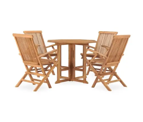 5-Daļīgs Dārza Mēbeļu Komplekts, Saliekams, Masīvs Tīkkoks Vidaxl