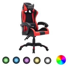 Biroja Krēsls, Rgb Led Gaismas, Sarkana Un Melna Mākslīgā Āda Vidaxl Biroja Krēsls, Rgb Led Gaismas, Sarkana Un Melna Mākslīgā Āda Vidaxl