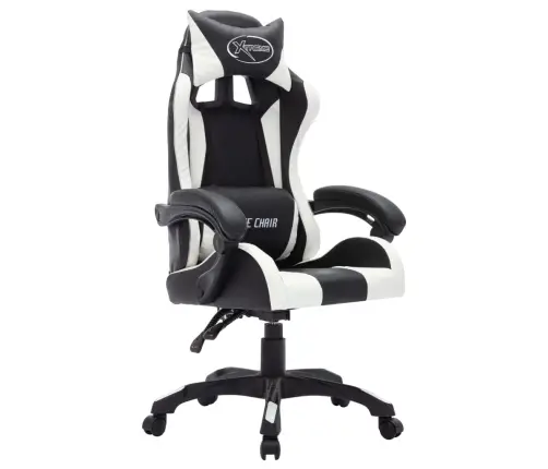 Biroja Krēsls, Rgb Led Gaismas, Balta Un Melna Mākslīgā Āda Vidaxl