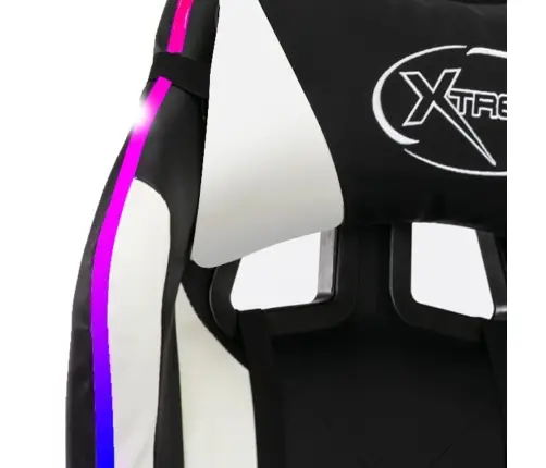 Biroja Krēsls, Rgb Led Gaismas, Balta Un Melna Mākslīgā Āda Vidaxl