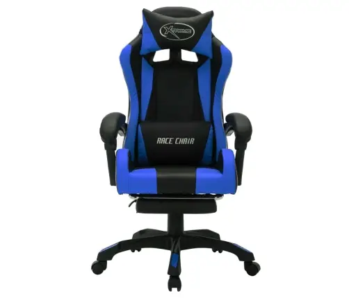 Biroja Krēsls, Rgb Led Gaismas, Zila Un Melna Mākslīgā Āda Vidaxl