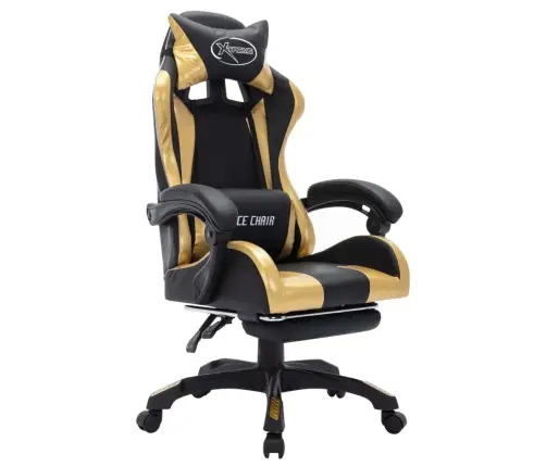 Biroja Krēsls, Rgb Led Gaismas, Zelta Un Melna Mākslīgā Āda Vidaxl