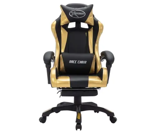 Biroja Krēsls, Rgb Led Gaismas, Zelta Un Melna Mākslīgā Āda Vidaxl