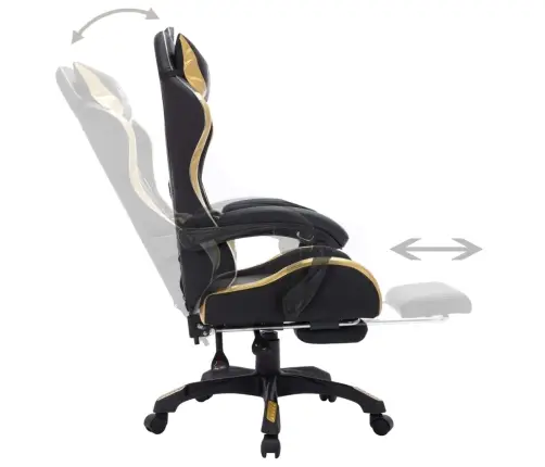 Biroja Krēsls, Rgb Led Gaismas, Zelta Un Melna Mākslīgā Āda Vidaxl
