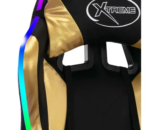 Biroja Krēsls, Rgb Led Gaismas, Zelta Un Melna Mākslīgā Āda Vidaxl