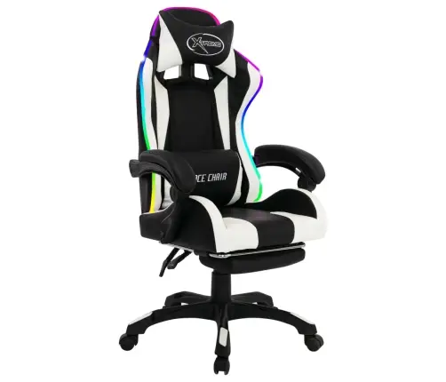 Biroja Krēsls, Rgb Led Gaismas, Balta Un Melna Mākslīgā Āda Vidaxl