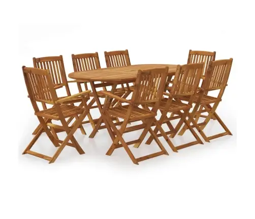 9-Daļīgs Dārza Mēbeļu Komplekts, Saliekams, Akācijas Masīvkoks Vidaxl