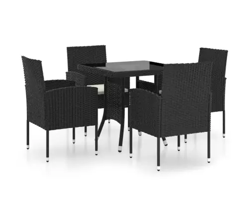 5-Daļīgs Dārza Mēbeļu Komplekts, Pe Rotangpalma, Melns Vidaxl