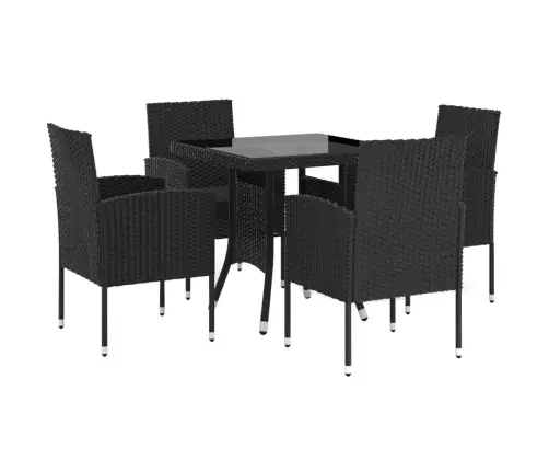 5-Daļīgs Dārza Mēbeļu Komplekts, Pe Rotangpalma, Melns Vidaxl