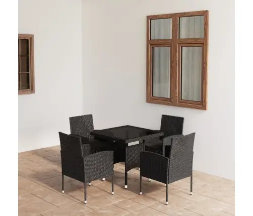 5-Daļīgs Dārza Mēbeļu Komplekts, Pe Rotangpalma, Melns Vidaxl