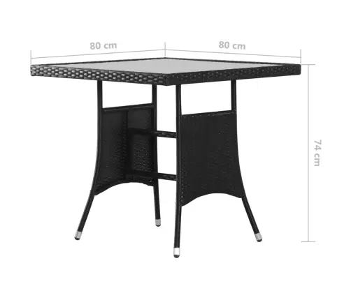 3-Daļīgs Dārza Mēbeļu Komplekts, Pe Rotangpalma, Melns Vidaxl