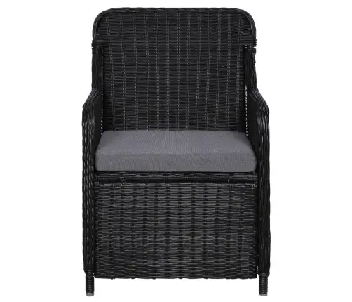 11-Daļīgs Dārza Mēbeļu Komplekts, Melns, Pe Rotangpalma Vidaxl