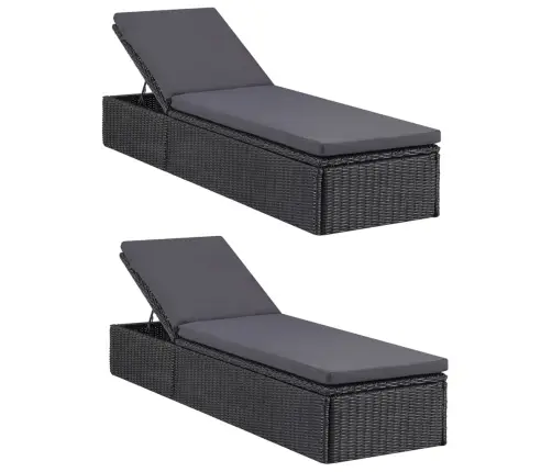 11-Daļīgs Dārza Mēbeļu Komplekts, Melns, Pe Rotangpalma Vidaxl