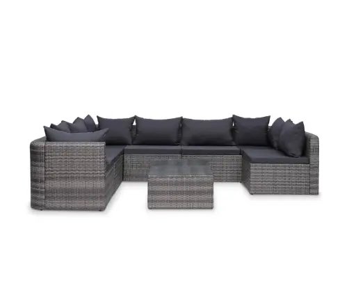 10-Osaline Aiamööblikomplekt Patjadega, Polürotang, Hall