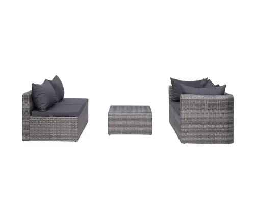 Sodo Komplektas Su Pagalvėlėmis, 8 Dalių, Pilkas, Poliratanas