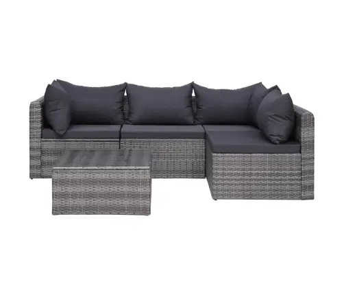 Sodo Komplektas Su Pagalvėlėmis, 8 Dalių, Pilkas, Poliratanas