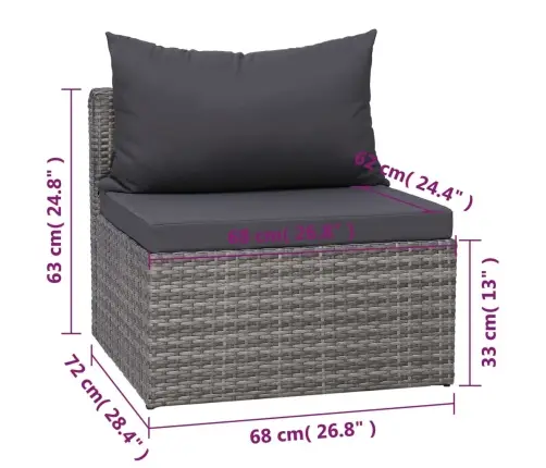 Sodo Komplektas Su Pagalvėlėmis, 8 Dalių, Pilkas, Poliratanas