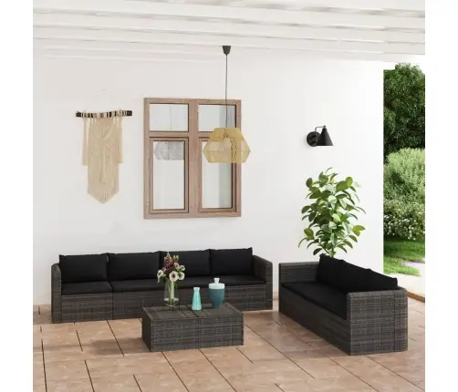 Sodo Komplektas Su Pagalvėlėmis, 8 Dalių, Pilkas, Poliratanas