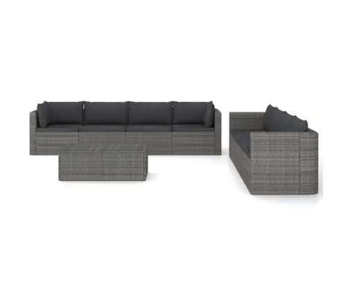 9-Daļīgs Dārza Atpūtas Mēbeļu Komplekts, Pelēka Pe Rotangpalma Vidaxl