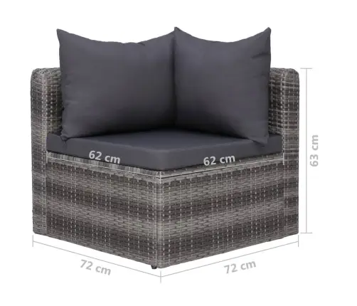 9-Daļīgs Dārza Atpūtas Mēbeļu Komplekts, Pelēka Pe Rotangpalma Vidaxl