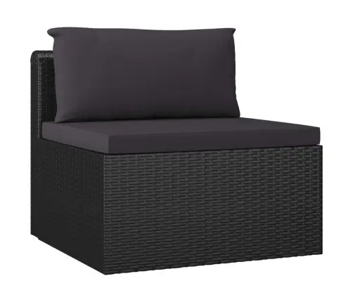 Sodo Komplektas Su Pagalvėlėmis, 9 Dalių, Juodas, Poliratanas