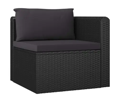 Sodo Komplektas Su Pagalvėlėmis, 9 Dalių, Juodas, Poliratanas