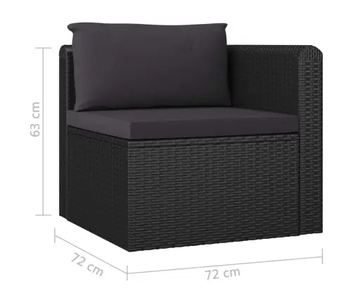 Sodo Komplektas Su Pagalvėlėmis, 9 Dalių, Juodas, Poliratanas