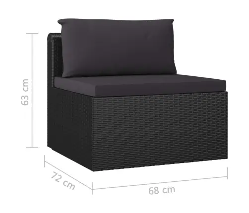 Sodo Komplektas Su Pagalvėlėmis, 9 Dalių, Juodas, Poliratanas