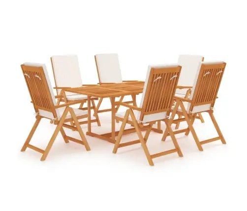 7-Daļīgs Dārza Mēbeļu Komplekts Ar Matračiem, Masīvs Tīkkoks Vidaxl