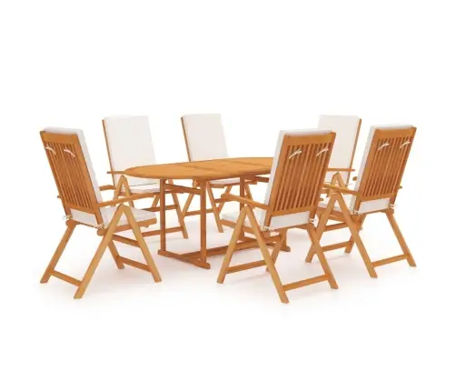 7-Daļīgs Dārza Mēbeļu Komplekts Ar Matračiem, Masīvs Tīkkoks Vidaxl