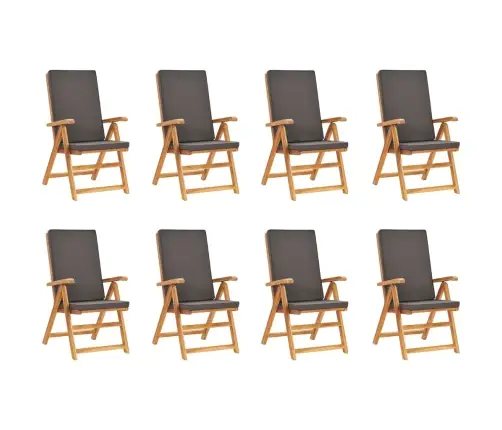 9-Daļīgs Dārza Mēbeļu Komplekts Ar Pelēkiem Matračiem, Tīkkoks Vidaxl