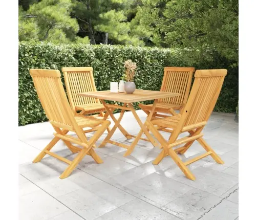 Sodo Valgomojo Baldų Komplektas, 5 Dalių, Tikmedžio Masyvas