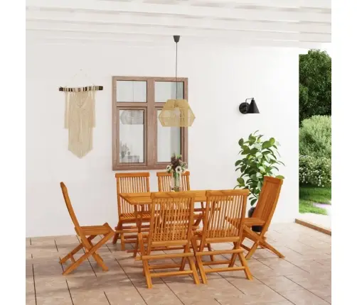 Sodo Valgomojo Baldų Komplektas, 7 Dalių, Tikmedžio Masyvas