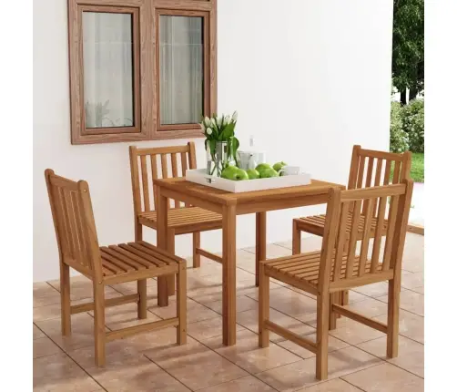 5-Daļīgs Dārza Mēbeļu Komplekts, 80X80 Cm, Masīvs Tīkkoks Vidaxl