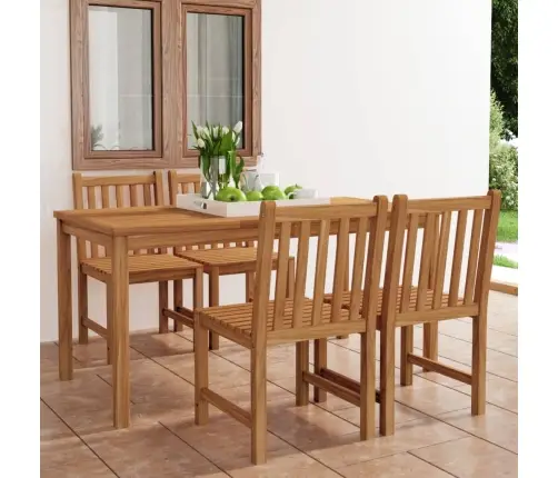 5-Daļīgs Dārza Mēbeļu Komplekts, 160X80 Cm, Masīvs Tīkkoks Vidaxl