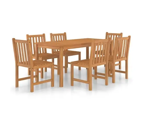 7 Dalių Sodo Valgomojo Baldų Komplektas, 160X80 cm Tikmedžio Masyvas