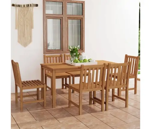 7 Dalių Sodo Valgomojo Baldų Komplektas, 160X80 cm Tikmedžio Masyvas