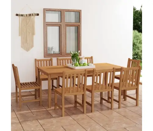 9-Daļīgs Dārza Mēbeļu Komplekts, 200X100 Cm, Masīvs Tīkkoks Vidaxl