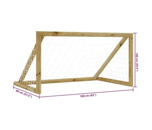 Jalgpallivärav Võrguga, 160X80X100 cm Männipuit