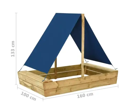Smilšu Kaste Ar Jumtu, 160X100X133 Cm, Impregnēts Priedes Koks Vidaxl