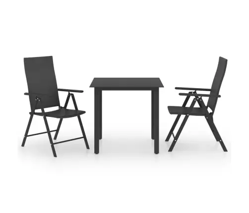 3-Daļīgs Dārza Mēbeļu Komplekts, Melns Vidaxl