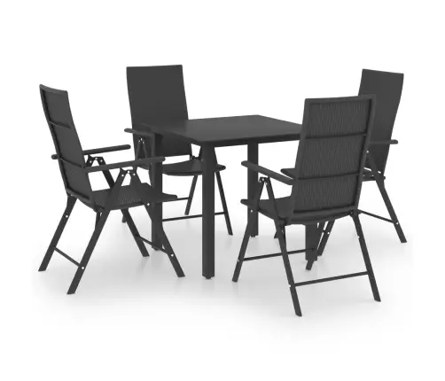5-Daļīgs Dārza Mēbeļu Komplekts, Melns Vidaxl