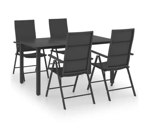 Sodo Valgomojo Baldų Komplektas, 5 Dalių, Juodos Spalvos