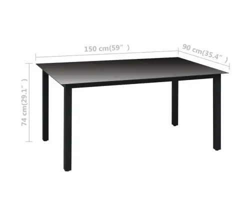 Sodo Valgomojo Baldų Komplektas, 5 Dalių, Juodos Spalvos