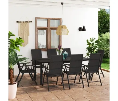 9-Osaline Aiamööblikomplekt, Must