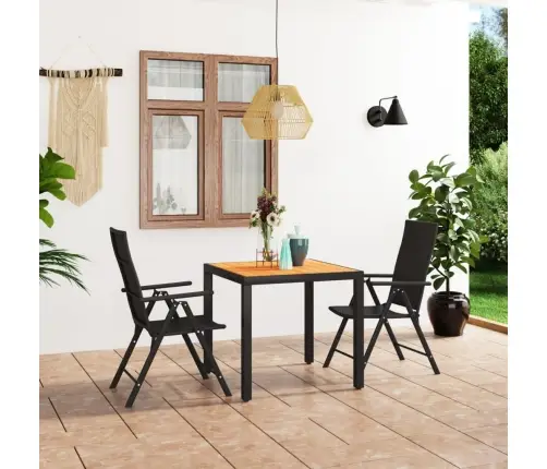 3-Daļīgs Dārza Mēbeļu Komplekts, Melns Ar Brūnu Vidaxl