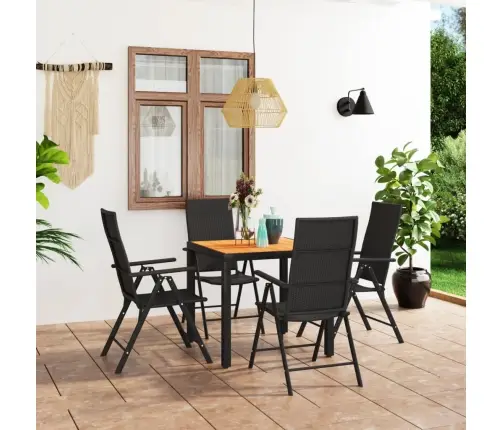 5-Daļīgs Dārza Mēbeļu Komplekts, Melns Un Brūns Vidaxl