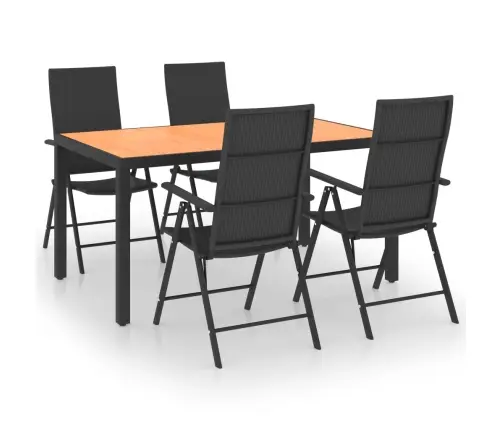 5-Daļīgs Dārza Mēbeļu Komplekts, Melns Ar Brūnu Vidaxl