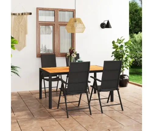 5-Daļīgs Dārza Mēbeļu Komplekts, Melns Ar Brūnu Vidaxl