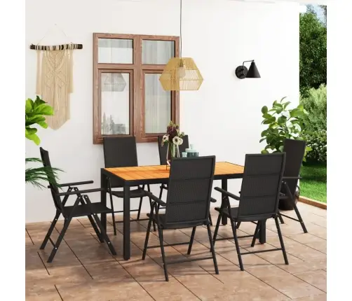 7-Daļīgs Dārza Mēbeļu Komplekts, Melns Un Brūns Vidaxl